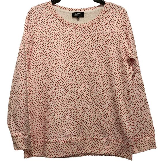 A.P.C. Red and White Coffee Bean 3/4 Sleeve Crewneck Pullover - Picture 2 of 11